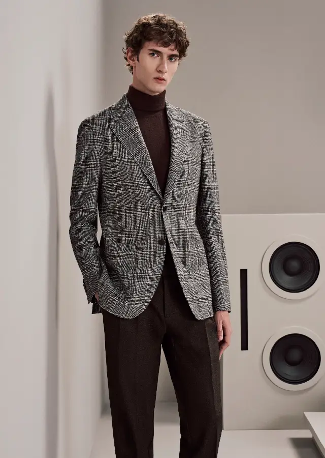 grey plaid wool suit