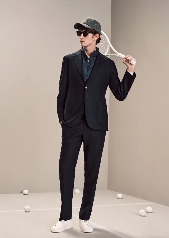black wool suit for men