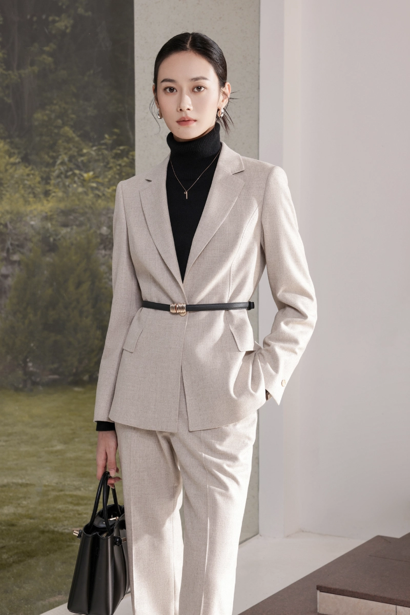 women khaki color wool suit