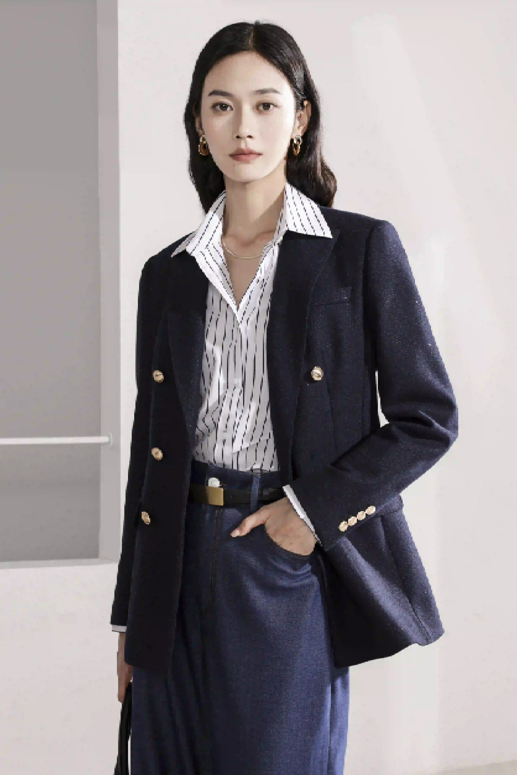 dark blue female business suit